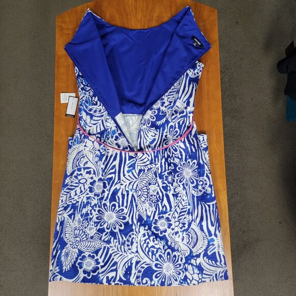 NWT Nine West Blue Riviera Combo Floral Sheath Dress With Pockets - 18W - Picture 9 of 12